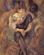 Jules Pascin Lucy wearing fur shawl oil painting